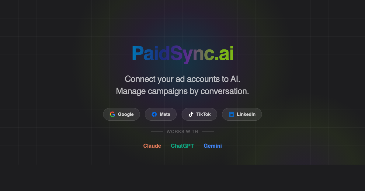 PaidSync AI setting up lead form tracking across Google Ads, Meta Lead Ads, LinkedIn Lead Gen Forms, GTM, and GA4 from a single conversation